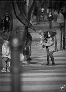 Little girl in the city street
