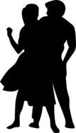 black silhouette of a dancing couple