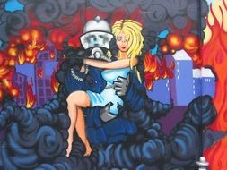 graffiti about rescue on fire