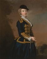woman in amazonka riding dress, portrait by thomas hudson