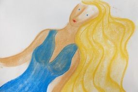 Drawing of long blond hair woman