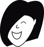 black white drawing of smiling woman