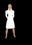 Drawing of slim woman in elegant white dress