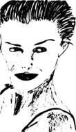 Black and white drawing of the girl