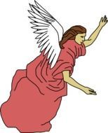 the mythical angel in a pink dress