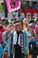 woman in traditional japanese costume on bright holiday, japan, tokyo