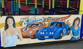 poster with girls and race cars