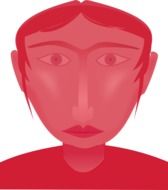 graphic image of a woman's face in red