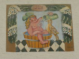 facade painting woman hot tub