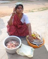 saleswoman of fish in India