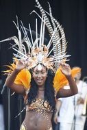girl in tribal costume in the tropics