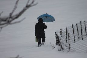 Woman walking on a snow