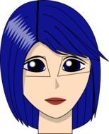 drawing of a female head with blue hair