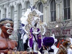 zulu king figure on mardi gras parade, usa, Louisiana, new orleans