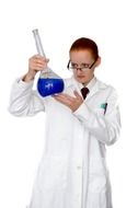 isolated woman chemist in white coat