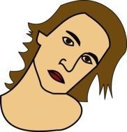 tilted woman head, illustration