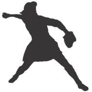 throwing woman, baseball player, silhouette