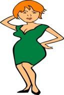graphic image of a plump woman in a green dress
