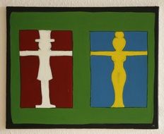 plates with male and female silhouette
