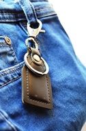 Leather key fob on the jeans