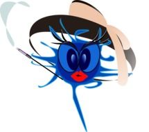 Blue alien with red lips clipart
