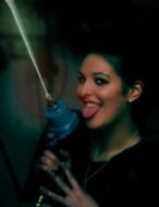 young woman with laser