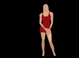 woman red dress drawing
