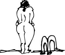 painted nude woman by the pool