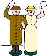 drawing of wooden dolls