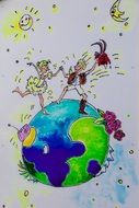 image of man and woman on globe