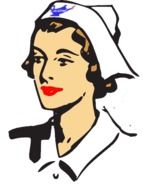 Drawing of woman doctor in white medical hat
