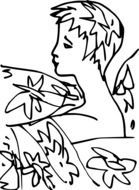 drawing of an elegant woman in bed