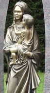 woman with child, bronze statue