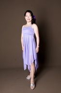 woman in lilac dress