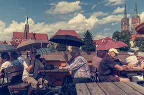 cafe with tourists in Poland