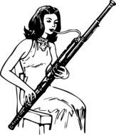 bassoon musical instrument and girl drawing