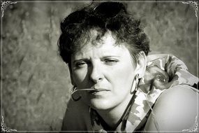 portrait of a beautiful woman in monochrome image