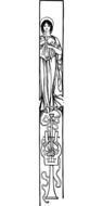 woman and flute as a black and white graphic image