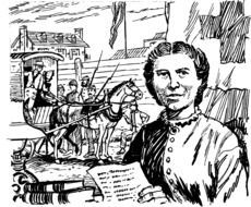 woman with letter, historic illustration