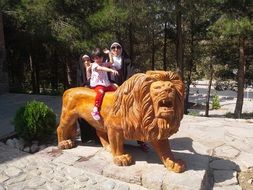 lion in the family park