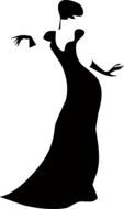 Silhouette of the dancing woman clipart