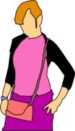 woman in fashionable pink and purple clothes