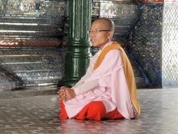 man in buddhist monastery
