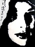 art painting chalk paper woman black and white view