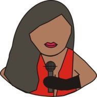 face woman with microphone drawing