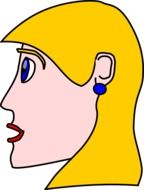 blond girl head in profile, drawing