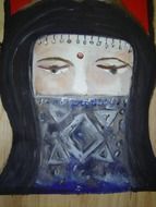 wooden picture of a muslim woman in a headscarf