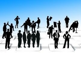 businessmen silhouettes leadership