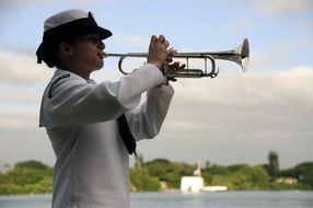 trumpeter playing