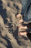 feet of people on the beach in california